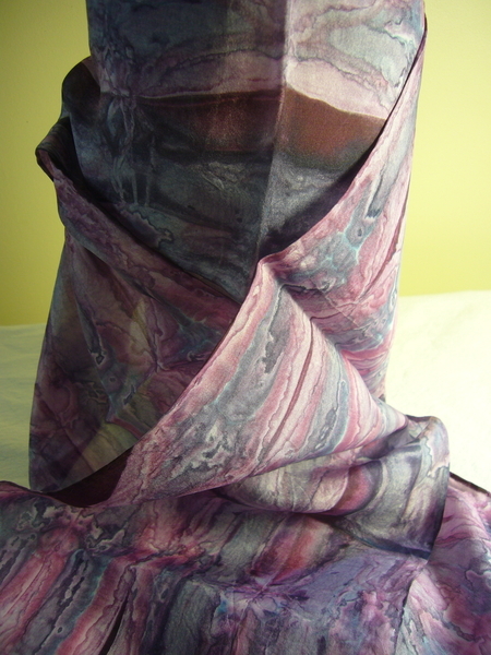 Hand dyed silk scarf